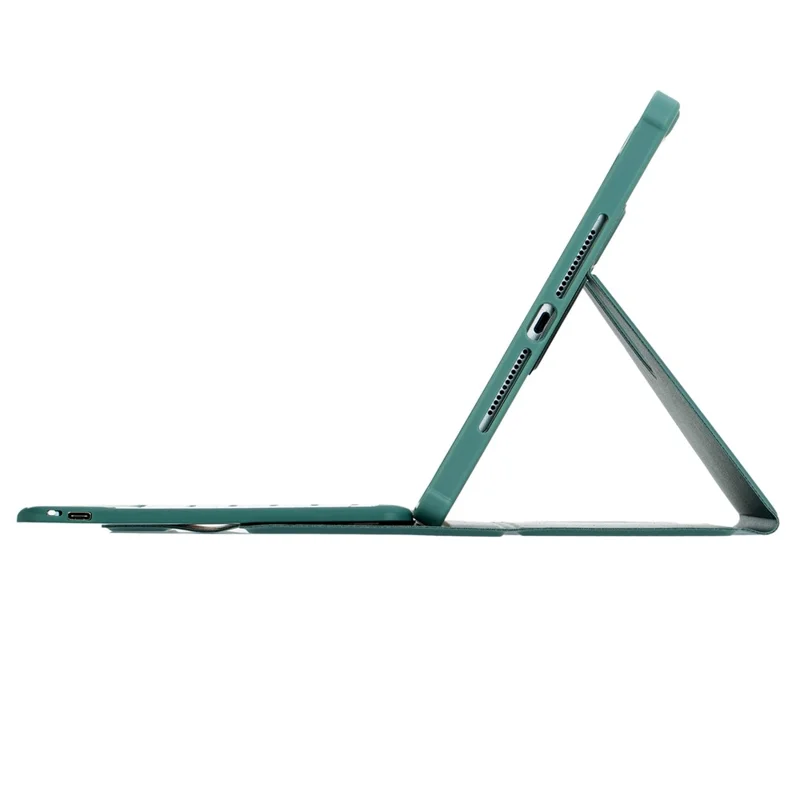 F10B Tablet Case for iPad (2025) / 10.9 (2022) PU Leather Wireless Bluetooth-Compatible Keyboard with Pencil Holder - Midnight Green