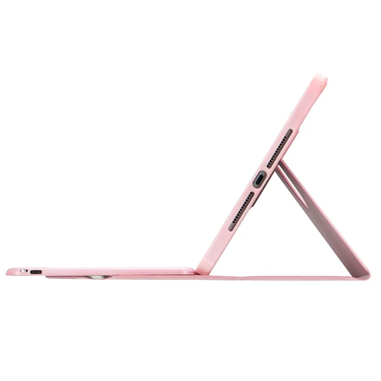 F10BS für iPad 10.9 (2022) PU-Leder-Tablet-Hülle Dreieckiger Ständer Cover mit abnehbarer kabelloser Hintergrundbeleuchtung Tastatur - Pink