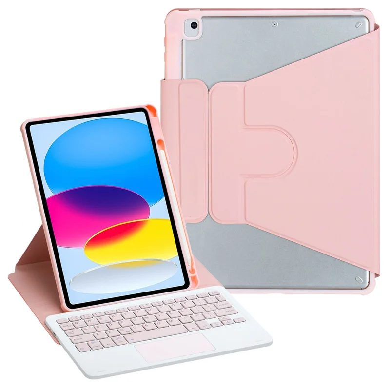 Case de Tableta F10B-A Para Ipad 10.9 (2022) Cubierta de Soporte Acrílico Transparente de Cuero PU Con Teclado de Panel Táctil Bluetooth - Rosa