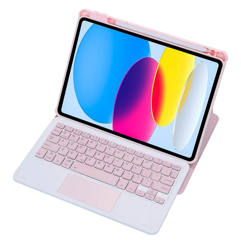 F10B-A Carcasa para Tablet iPad 10.9 (2022) de Piel de PU con Soporte Acrilico Transparente y Teclado con Touchpad Bluetooth - Rosa
