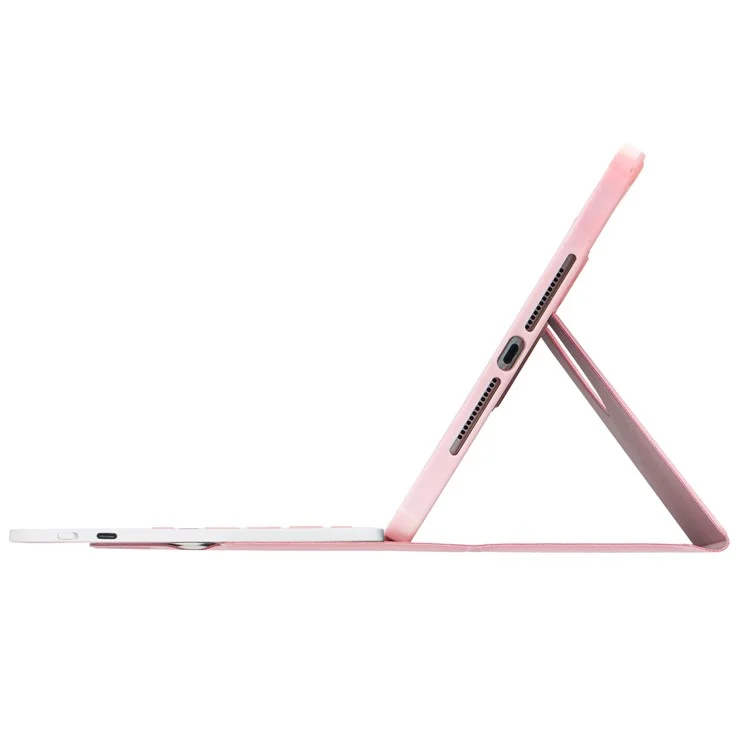 F10B-A Carcasa para Tablet iPad 10.9 (2022) de Piel de PU con Soporte Acrilico Transparente y Teclado con Touchpad Bluetooth - Rosa