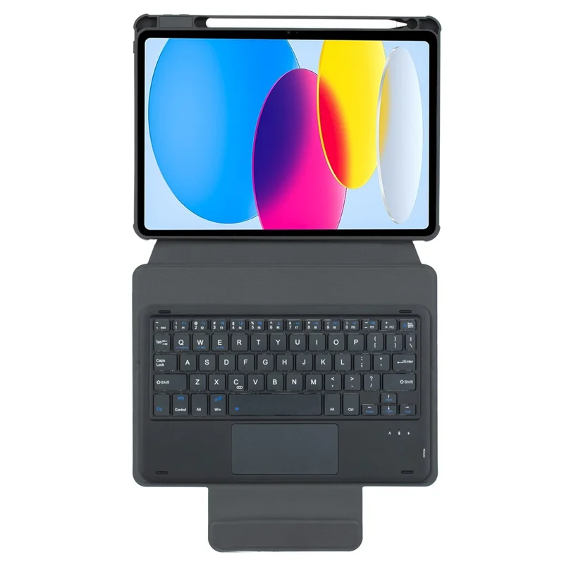 F10B-A Tablet Case for iPad (2025) / 10.9 (2022) PU Leather Stand Cover Bluetooth-Compatible Keyboard - Black