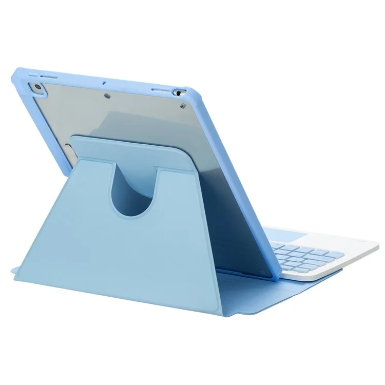 F10B-AS für iPad 10.9 (2022) PU-Leder + Acryl-Tablettenetui mit Ständer und kabellosem Touchpad-Hintergundbeleuchteter Tastatur - Himmelblau