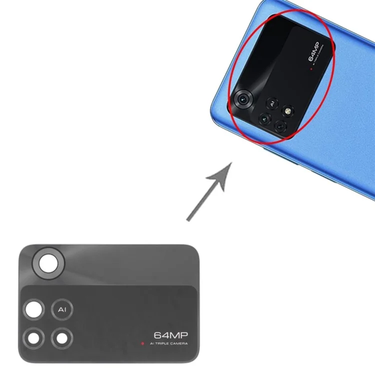 Para o Xiaomi Poco M4 Pro 4G Phone Rear Camera Lens Cover Peça de Reposição (sem logotipo)