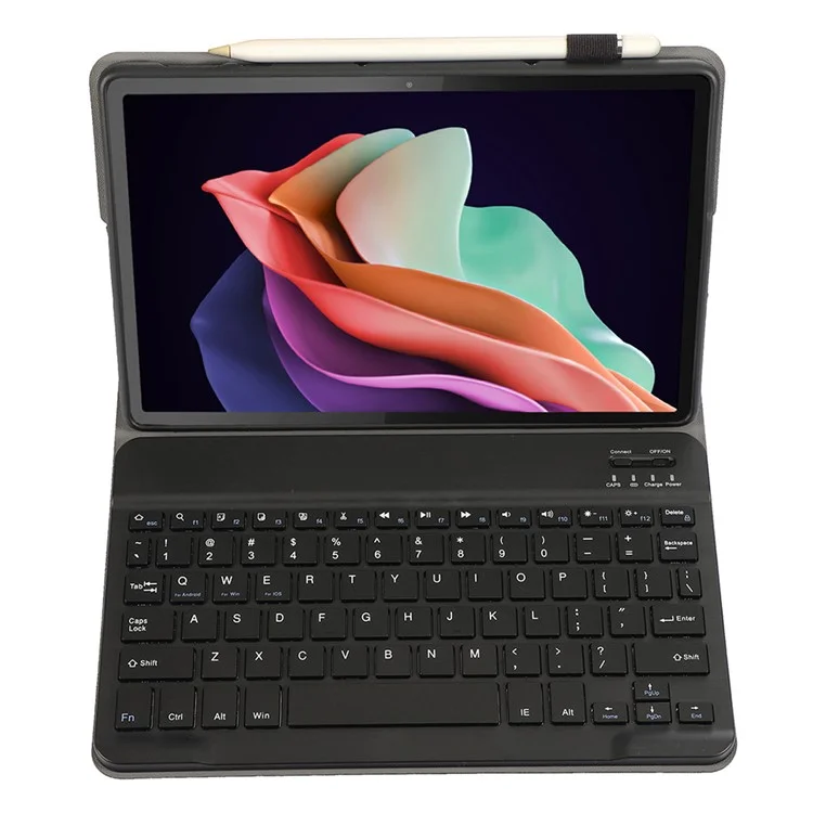 AM22 For Lenovo Pad Plus / Tab P11 Gen 2 Tablet Case PU Leather Stand Cover with Bluetooth-compatible Keyboard - Black