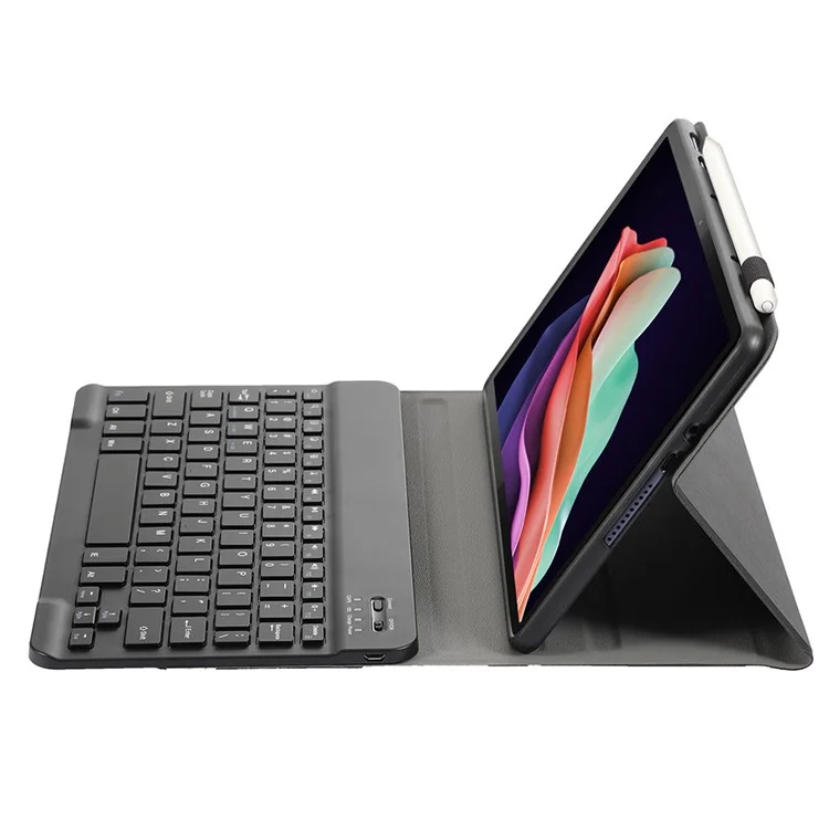 AM22 For Lenovo Pad Plus / Tab P11 Gen 2 Tablet Case PU Leather Stand Cover with Bluetooth-compatible Keyboard - Black