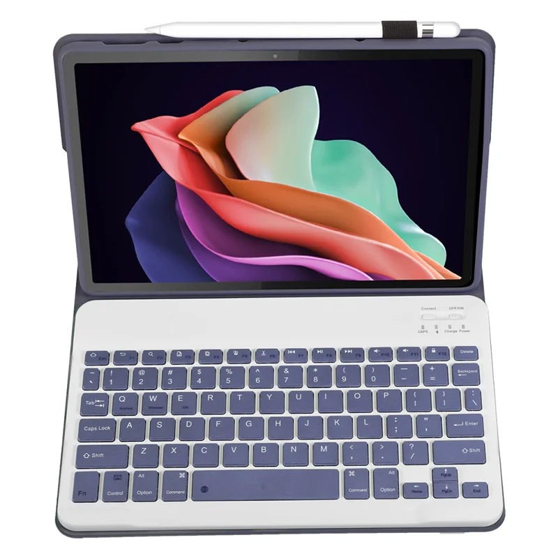AM22 For Lenovo Pad Plus / Tab P11 Gen 2 Tablet Case PU Leather Stand Cover with Bluetooth-compatible Keyboard - Purple