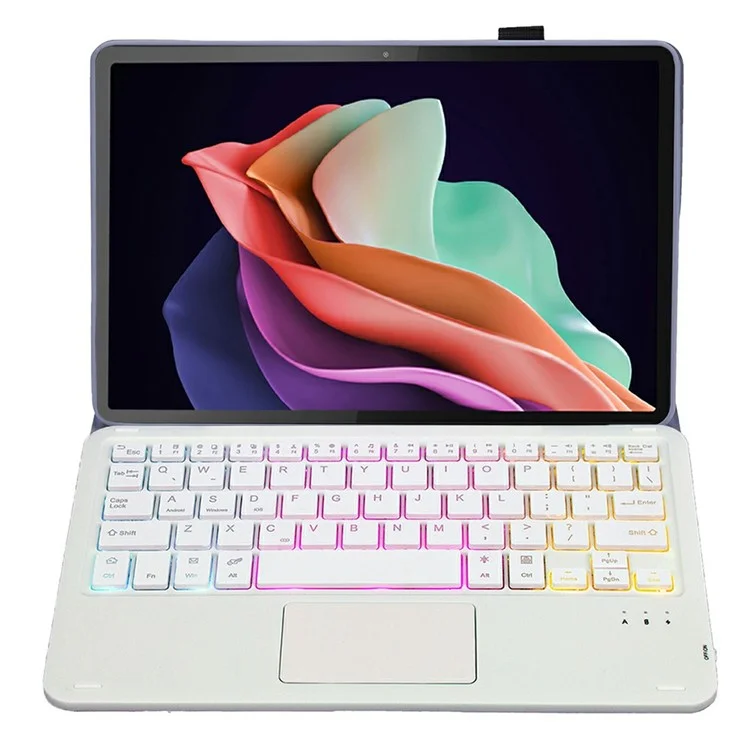 AM22-AS For Lenovo Pad Plus / Tab P11 Gen 2 Tablet Case Leather Stand Cover with Detachable Touchpad Keyboard, 3 Colors Backlight - Purple
