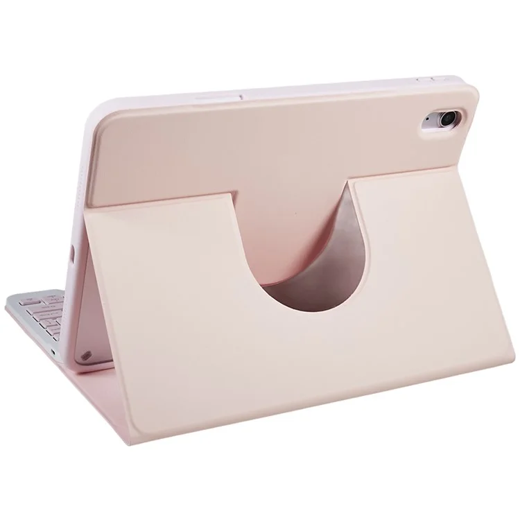 SK-2010 For iPad (2025) / 10.9 (2022) Tablet Case PU Leather Stand Folio Cover with Wireless Detachable Keyboard - Pink