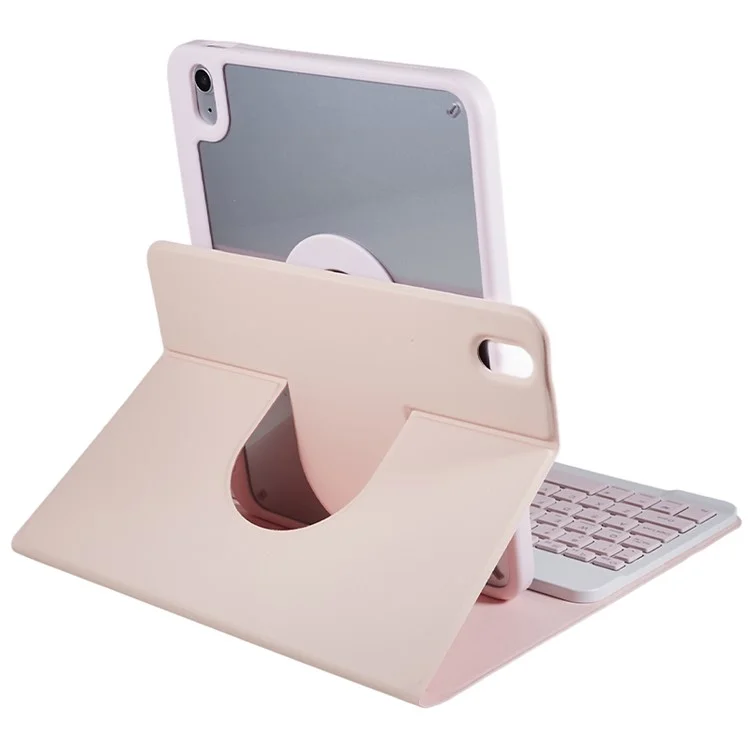 SK-2010 For iPad (2025) / 10.9 (2022) Tablet Case PU Leather Stand Folio Cover with Wireless Detachable Keyboard - Pink