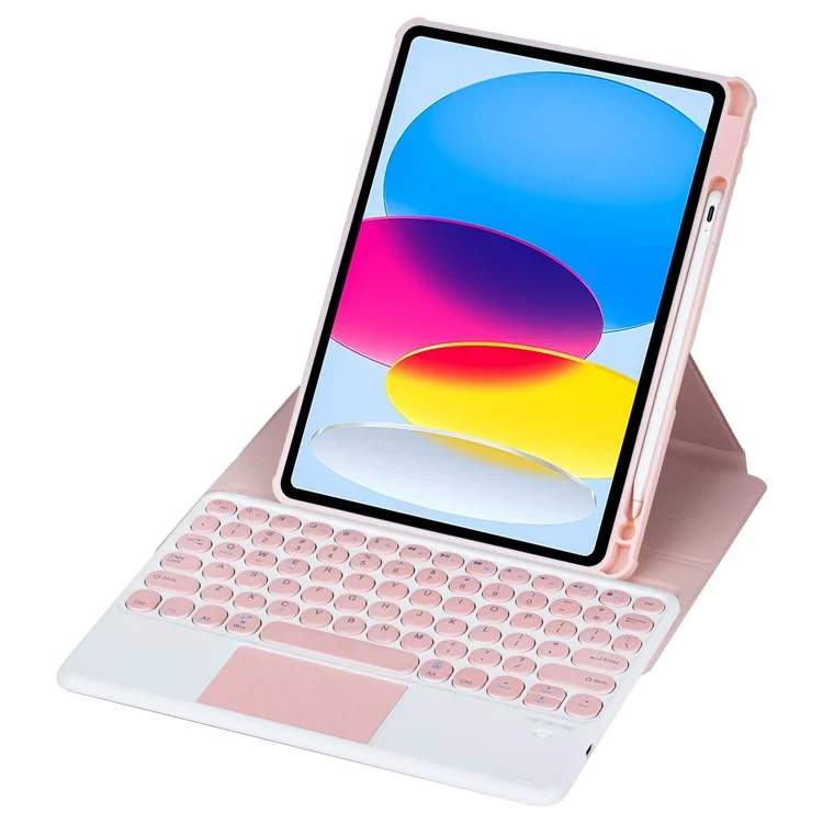 YL10-A Für iPad 10.9 (2022) Stoßfeste Ständer-Abdeckung Tablet-Ledertasche + Bluetooth-Tastatur mit Touchpad - Pink
