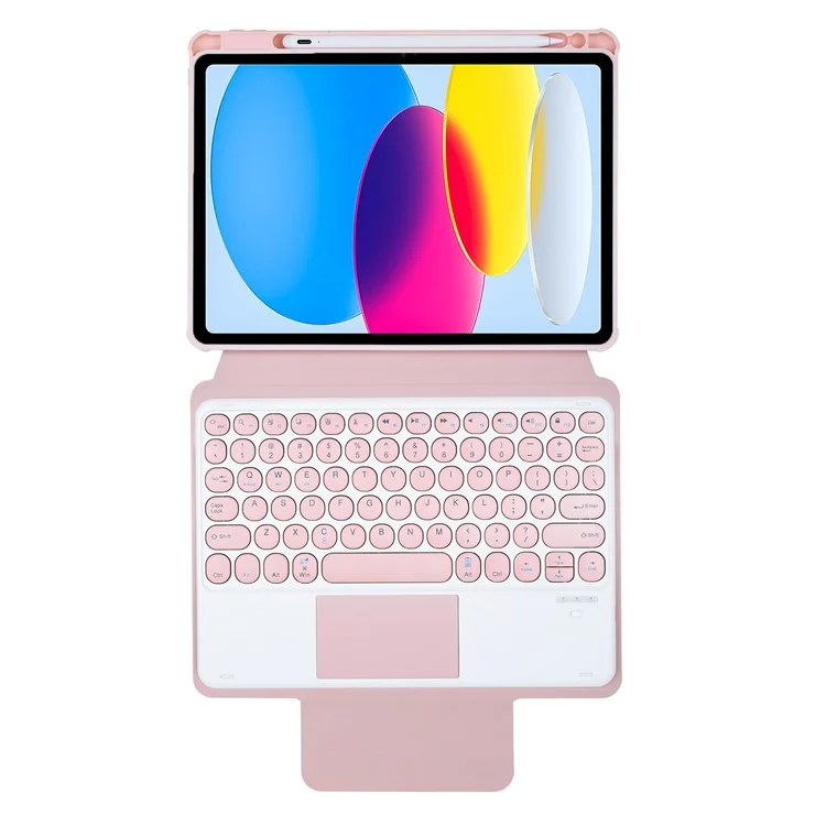 YL10-A Für iPad 10.9 (2022) Stoßfeste Ständer-Abdeckung Tablet-Ledertasche + Bluetooth-Tastatur mit Touchpad - Pink