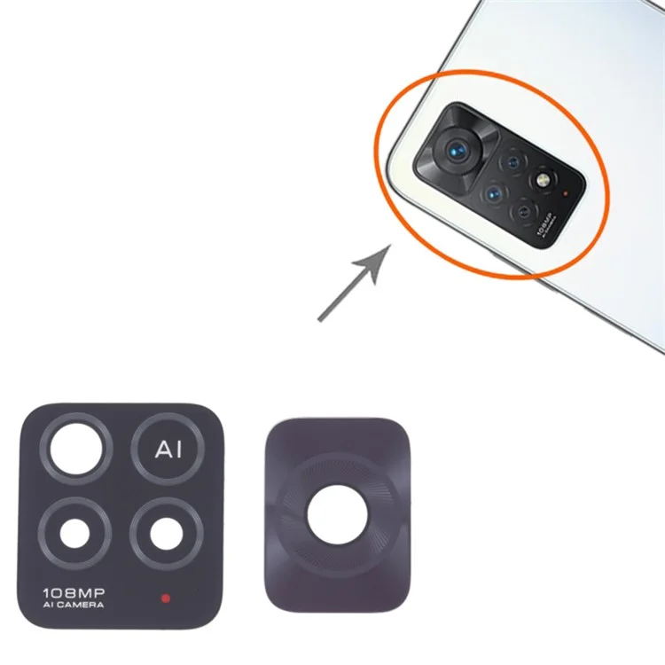 Pour Xiaomi Redmi Note 11 Pro 5G (Qualcomm) Remplacement de la lentille de l'objectif de la caméra arrière (sans logo)
