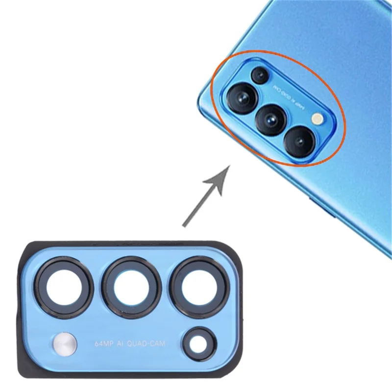 Per Oppo Reno5 Pro 5G OEM Back Camera Lens Holder Cover con vetro Parte (senza logo) - Nero