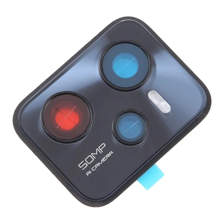 Pour Realme C35 4G OEM Couvercle du support de l'objectif de la caméra arrière avec verre Pièce (sans logo) - Noir