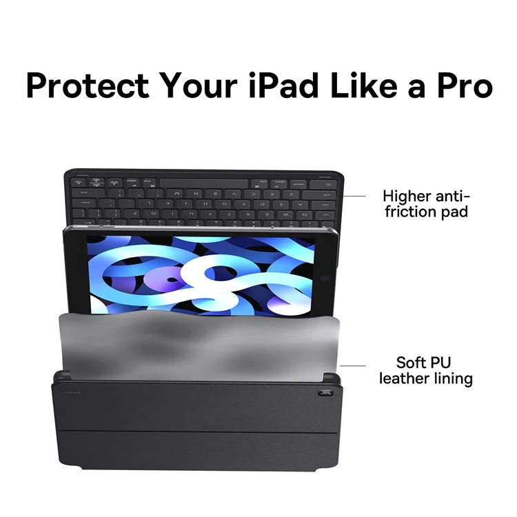BASEUS Brilliance Series Magnetische Tastatur-Hülle für iPad 10.2 (2019) / (2020) / (2021) Smart Tablet Cover mit kabellosem Keyboard - Schwarz