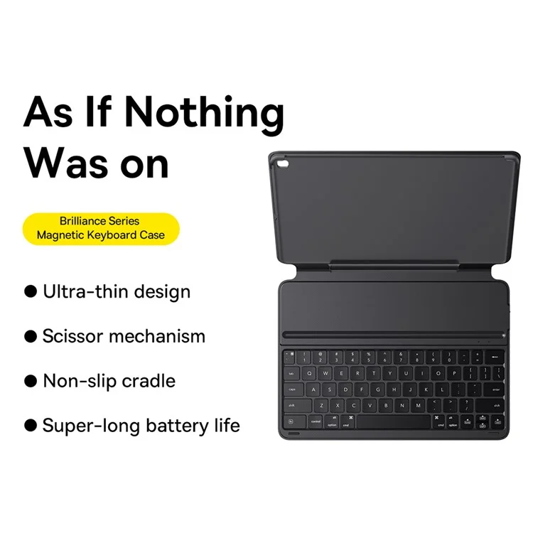 BASEUS Brilliance Series Magnetische Tastatur-Hülle für iPad 10.2 (2019) / (2020) / (2021) Smart Tablet Cover mit kabellosem Keyboard - Schwarz
