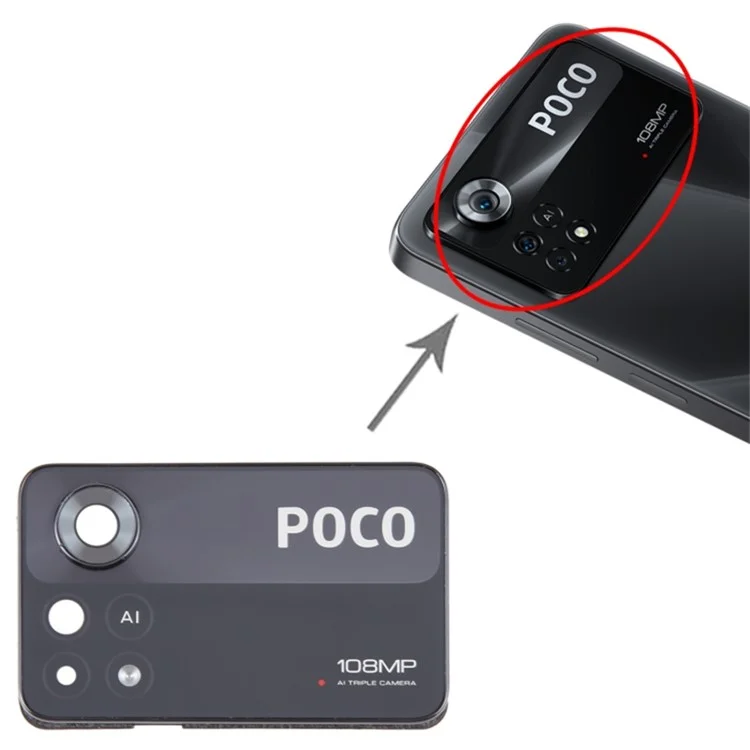 Para Xiaomi Poco X4 Pro 5G OEM Back Camera Lens Holder Cover com Peça de Vidro (sem Logotipo)