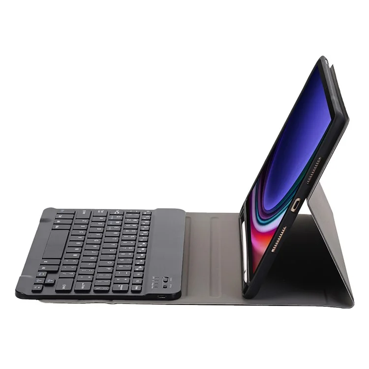 A710B For Samsung Galaxy Tab S9 X710 / X716B / X718U Bluetooth-compatible Keyboard Protective Case PU+TPU Flip Tablet Cover with Pen Slot - Black