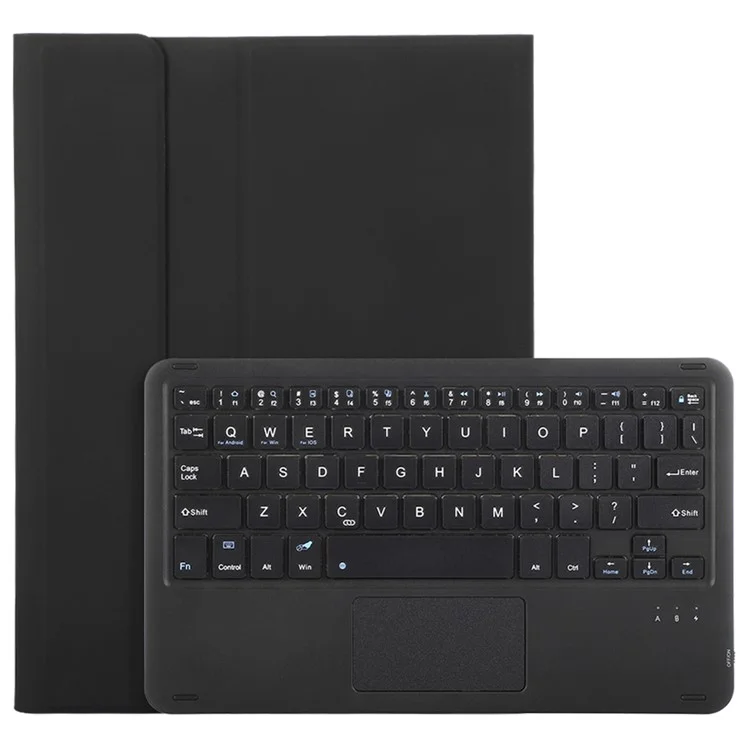 A710B-A For Samsung Galaxy Tab S9 X710 / X716B / S10 FE / S9 FE PU Leather Cover with Touchpad Bluetooth-Compatible Keyboard - Black