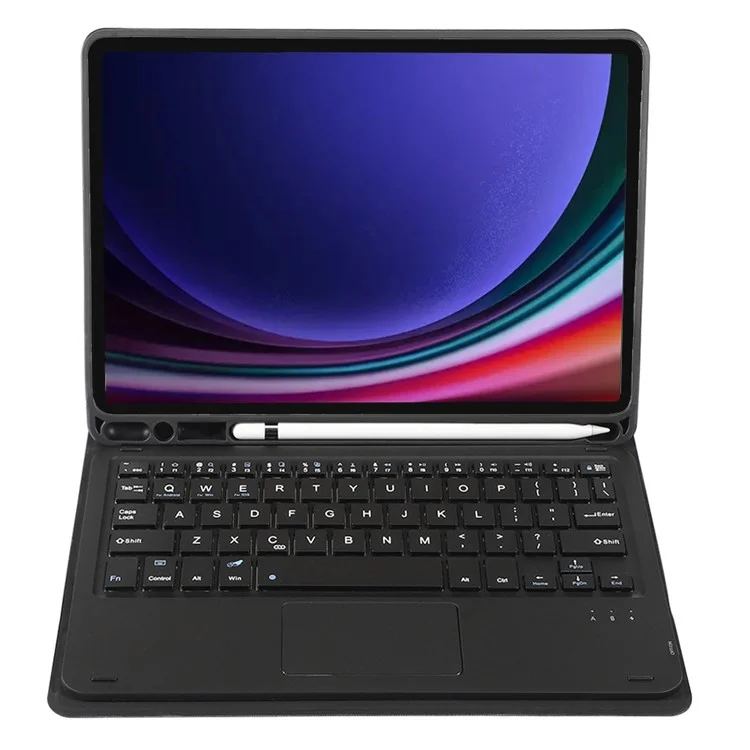 A710B-A For Samsung Galaxy Tab S9 X710 / X716B / S10 FE / S9 FE PU Leather Cover with Touchpad Bluetooth-Compatible Keyboard - Black