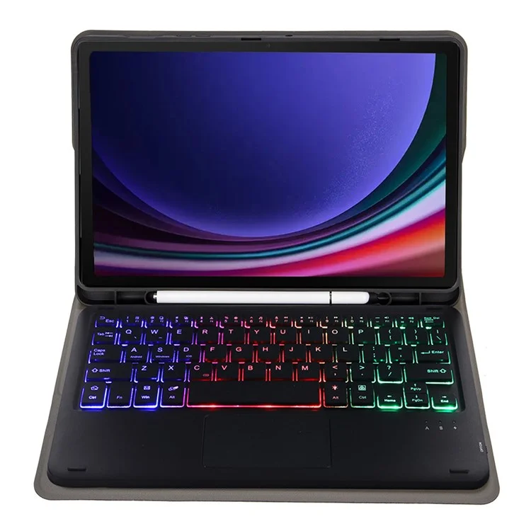 A710B-AS Per Samsung Galaxy Tab S9 / S9 FE X710 / X716B / X718U Tastiera Bluetooth retroilluminata Custodia in PU per tablet - Nero