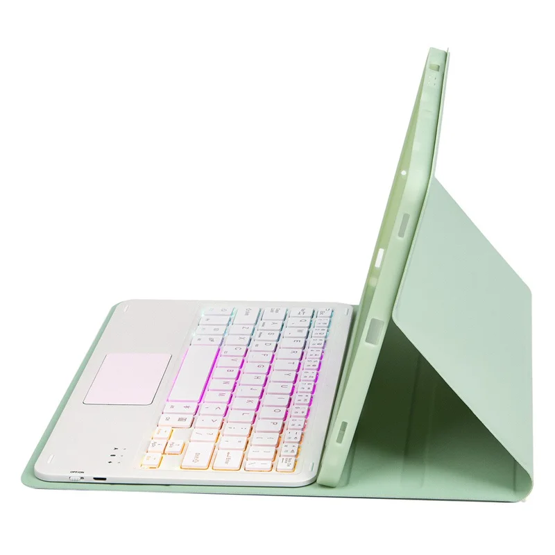 A710B-AS Per Samsung Galaxy Tab S9 / S9 FE X710 / X716B / X718U Tastiera Retroilluminata Bluetooth Custodia Tablet PU - Verde Chiaro