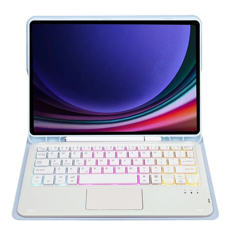 A710B-AS Para Samsung Galaxy Tab S9 / S9 FE X710 / X716B / X718U Teclado Bluetooth retroiluminado Funda de Tablet PU - Azul bebé