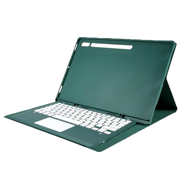 A910B-A For Samsung Galaxy Tab S9 Ultra X910 / X916B / X918U Removable Bluetooth-compatible Keyboard with TouchPad Protective Case - Dark Green