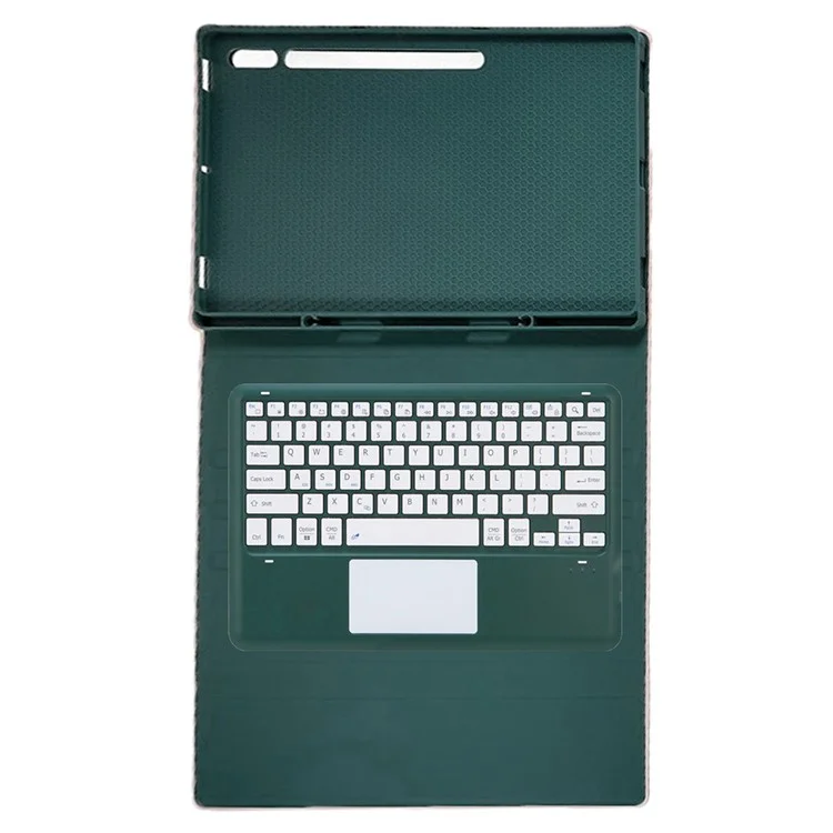A910B-A For Samsung Galaxy Tab S9 Ultra X910 / X916B / X918U Removable Bluetooth-compatible Keyboard with TouchPad Protective Case - Dark Green