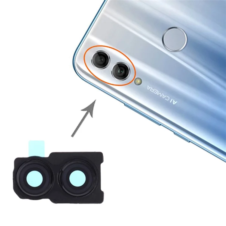 Para Huawei Honor 10 Lite OEM Back Camera Lens Holder Cover con repuesto de cristal (sin logotipo) - Negro