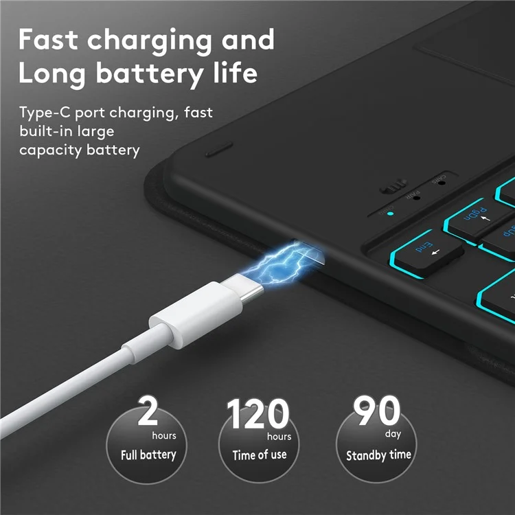 TP-1109 Per iPad Air 11 (2024) / Air (2020) / Air (2022) / Pro 11 (2018) / (2020) / (2021) / (2022) Tastiera retroilluminata Touchpad Bluetooth Custodia per tablet