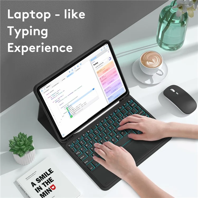 TP-1109 Per iPad Air 11 (2024) / Air (2020) / Air (2022) / Pro 11 (2018) / (2020) / (2021) / (2022) Tastiera retroilluminata Touchpad Bluetooth Custodia per tablet