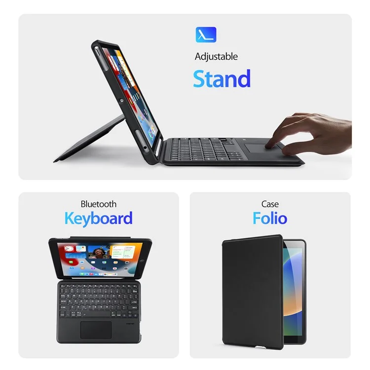 DUX DUCIS for iPad Air 10.5 inch (2019)  /  Pro 10.5-inch (2017)  /  10.2 (2021)  /  (2020)  /  (2019) Bluetooth-compatible Keyboards Magnetic Detachable Tablet Stand Case