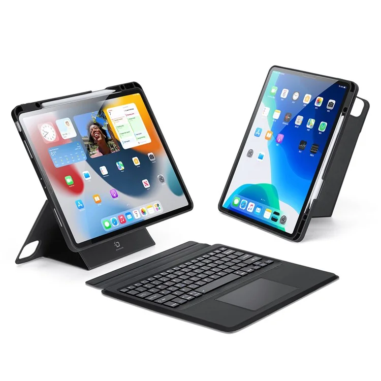 dux ducis pour ipad pro 12.9 (2022) / (2021) / (2020) claviers bluetooth détachables étui en cuir de support avec pavé tactile