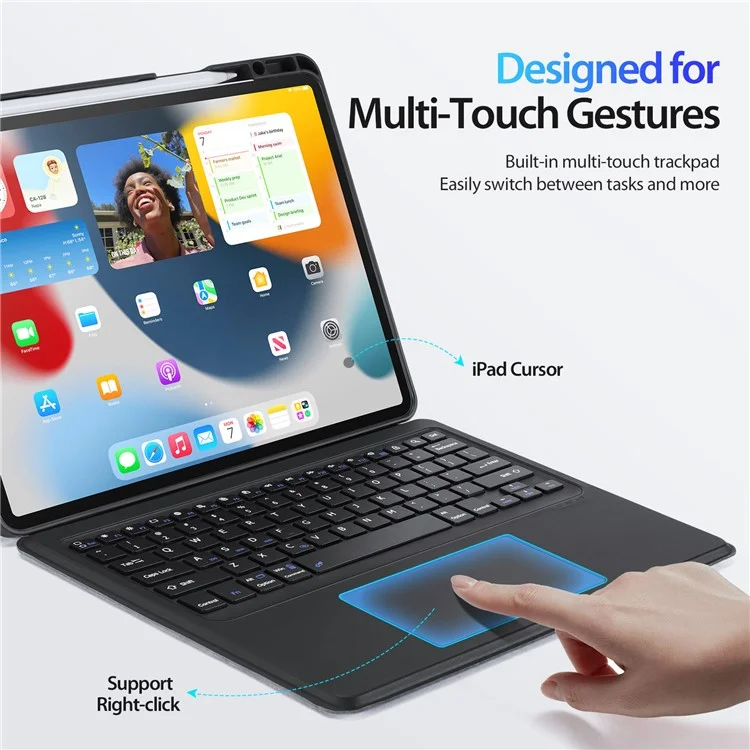 dux ducis pour ipad pro 12.9 (2022) / (2021) / (2020) claviers bluetooth détachables étui en cuir de support avec pavé tactile