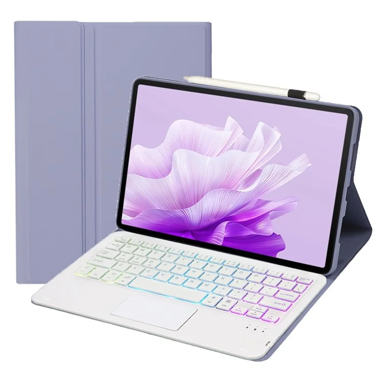 AH14-AS For Huawei MatePad Air 11.5 inch (2023) Detachable Bluetooth-compatible Keyboard Case with Touchpad 3 Colors Backlight - Purple
