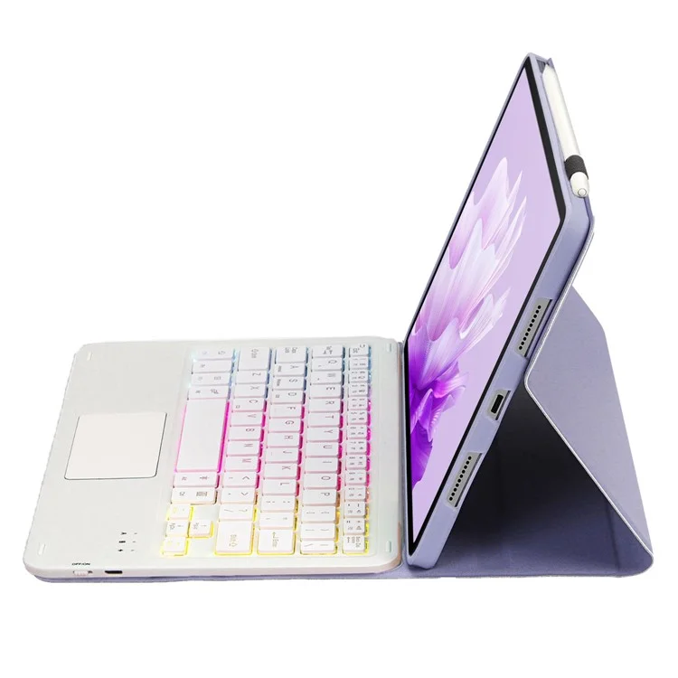 AH14-AS For Huawei MatePad Air 11.5 inch (2023) Detachable Bluetooth-compatible Keyboard Case with Touchpad 3 Colors Backlight - Purple