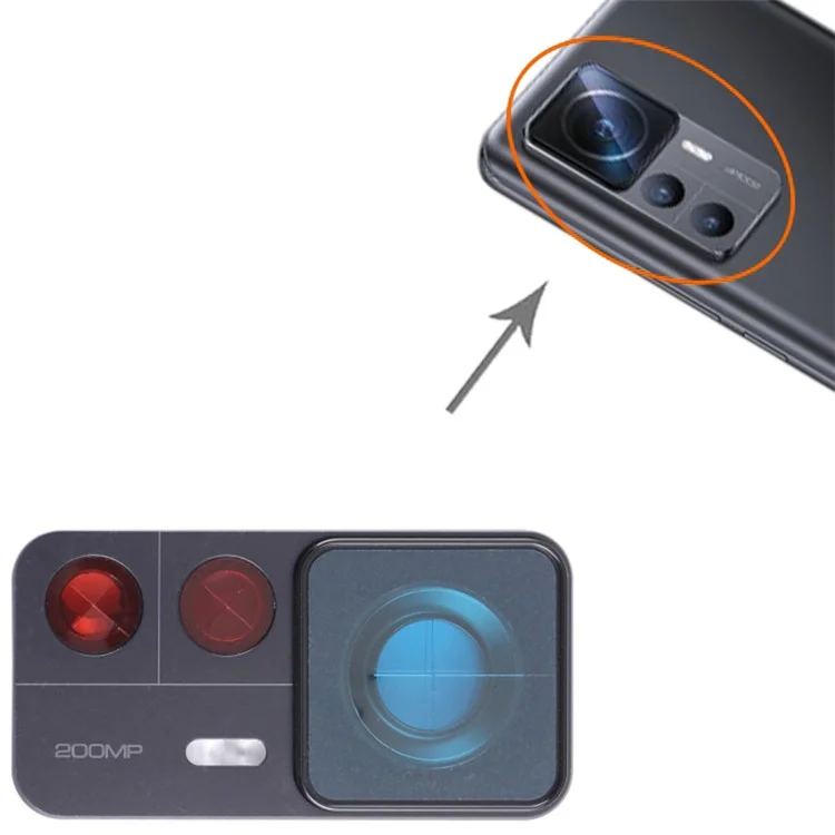 Para Xiaomi 12T Pro 5G OEM Back Camera Lens Holder Cover com Vidro Peça de Substituição de Telefone (sem Logotipo) - Preto