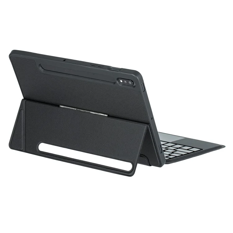 T870B-AS for Samsung Galaxy Tab S7 T870 T875  /  S8 X700 X706 2 in 1 Bluetooth-compatible Keyboard Tablet Stand Case with Pen Slot  /  Touchpad  /  Backlight