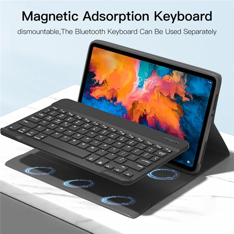 Detachable Bluetooth-compatible Keyboard For Lenovo Tab P11 Plus TB-J616F / TB-J607L Smart Tablet Case Stand with Backlight - Pink