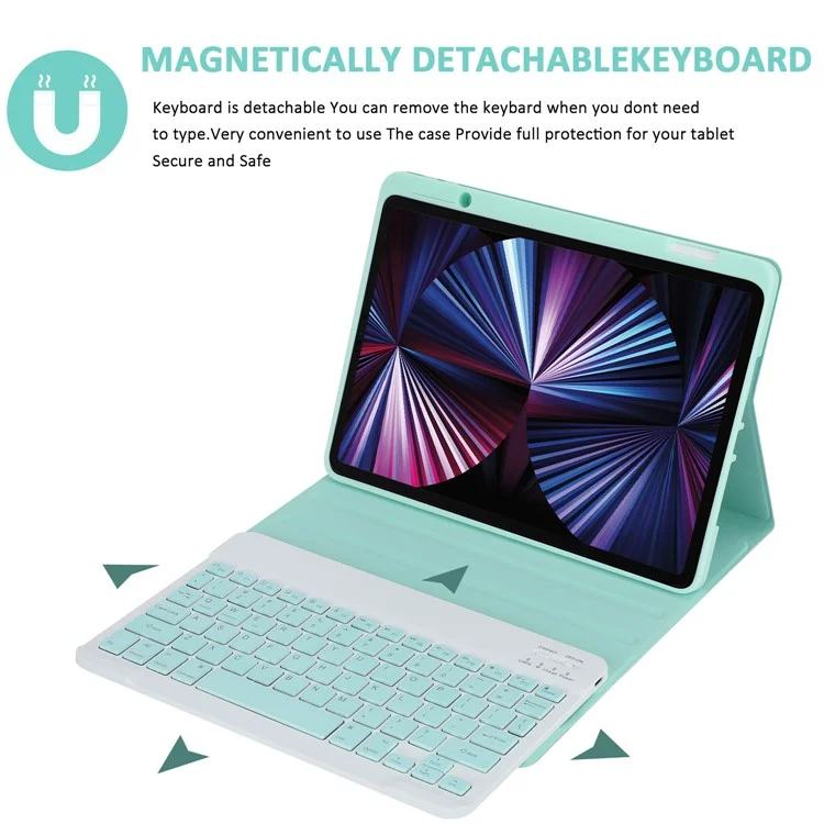 SK-3016 Per iPad Pro 11 (2020) / (2021) / (2022) / (2018) / Air 11 (2024) / Air (2020) / Air (2022) Bluetooth Tastiera Custodia Tablet - Verde