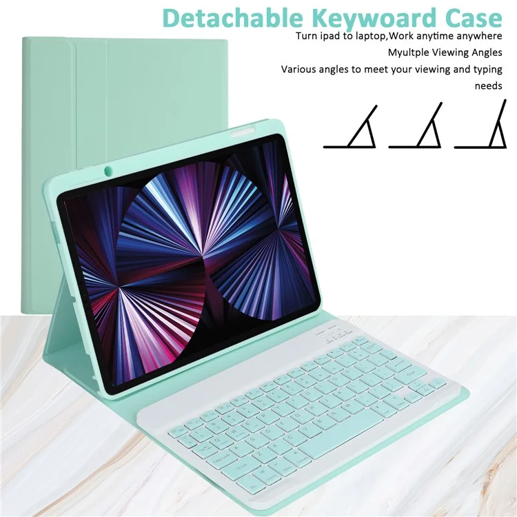 SK-3016 Per iPad Pro 11 (2020) / (2021) / (2022) / (2018) / Air 11 (2024) / Air (2020) / Air (2022) Bluetooth Tastiera Custodia Tablet - Verde