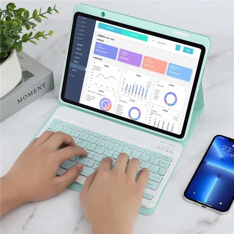 SK-3016 Per iPad Pro 11 (2020) / (2021) / (2022) / (2018) / Air 11 (2024) / Air (2020) / Air (2022) Bluetooth Tastiera Custodia Tablet - Verde