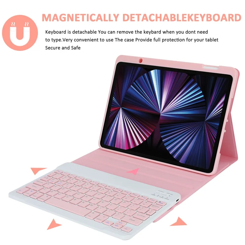 SK-3016 For iPad Air 11 (2025) / (2024) / Pro 11 (2020) / (2021) / (2022) / (2018)// Air (2020) (2022) Bluetooth-Compatible Keyboard Case - Pink