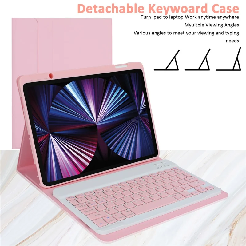 SK-3016 For iPad Air 11 (2025) / (2024) / Pro 11 (2020) / (2021) / (2022) / (2018)// Air (2020) (2022) Bluetooth-Compatible Keyboard Case - Pink