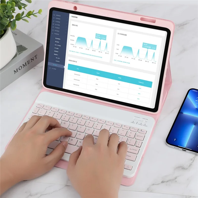 SK-3016 For iPad Air 11 (2025) / (2024) / Pro 11 (2020) / (2021) / (2022) / (2018)// Air (2020) (2022) Bluetooth-Compatible Keyboard Case - Pink
