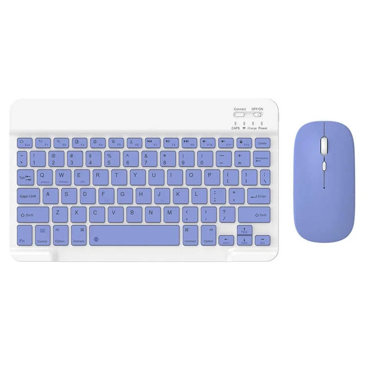 030 Wireless Keyboard and Mouse Combo 10-inch Rechargeable Mouse Keyboard Set for Mac / iOS / Windows / Android - Purple