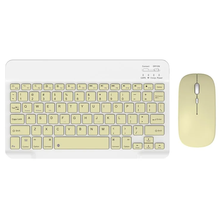 030 Wireless Keyboard and Mouse Combo 10-inch Rechargeable Mouse Keyboard Set for Mac / iOS / Windows / Android - Yellow