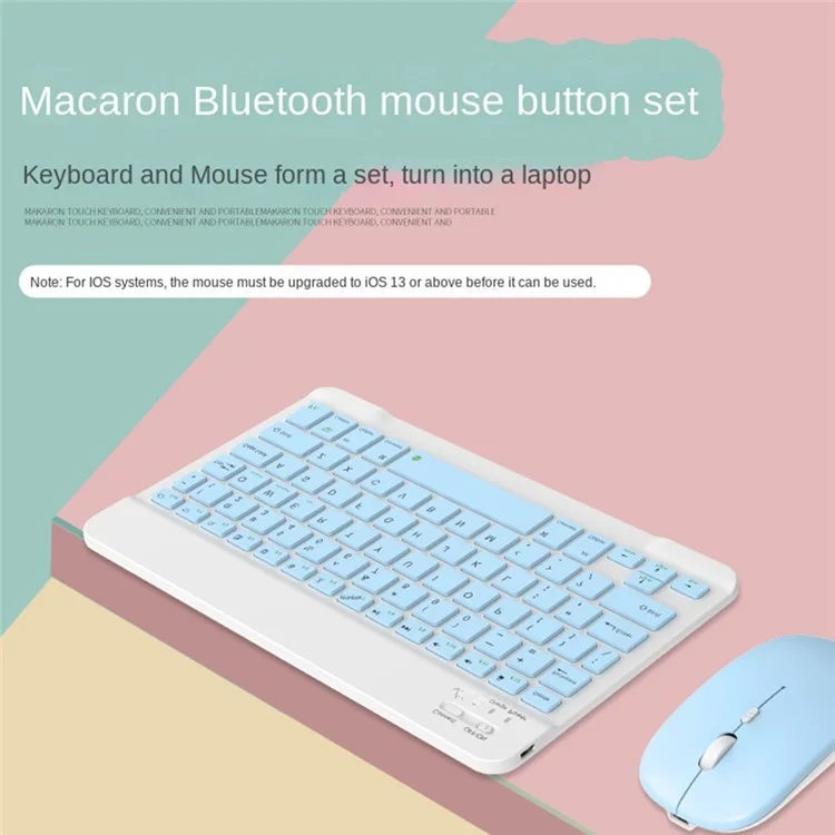 030 Wireless Keyboard and Mouse Combo 10-inch Rechargeable Mouse Keyboard Set for Mac / iOS / Windows / Android - Yellow